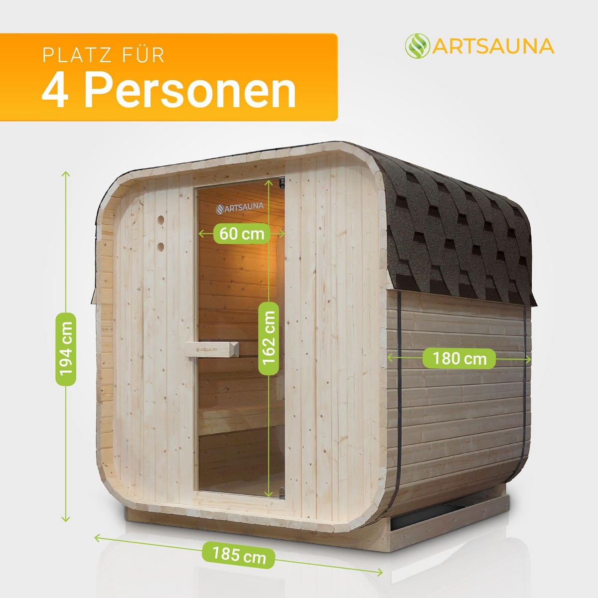 FASSSAUNA Nolvik L inkl. Zubehör-Set - Naturfarben, Holz (185/194/180cm) - Artsauna