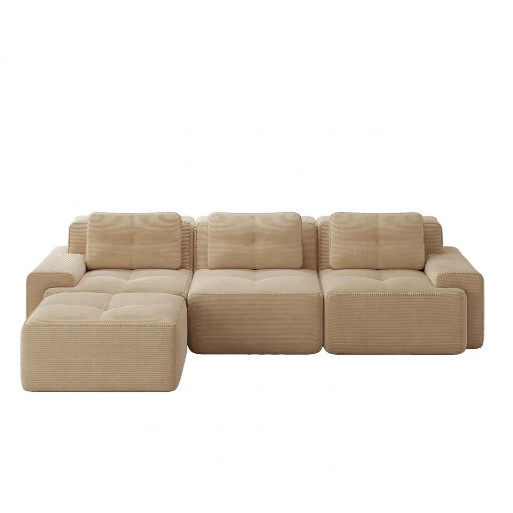 ECKSOFA 293/177/69 cm Beige mit Ottoman - Beige, Textil (293/177cm) - Oxeza