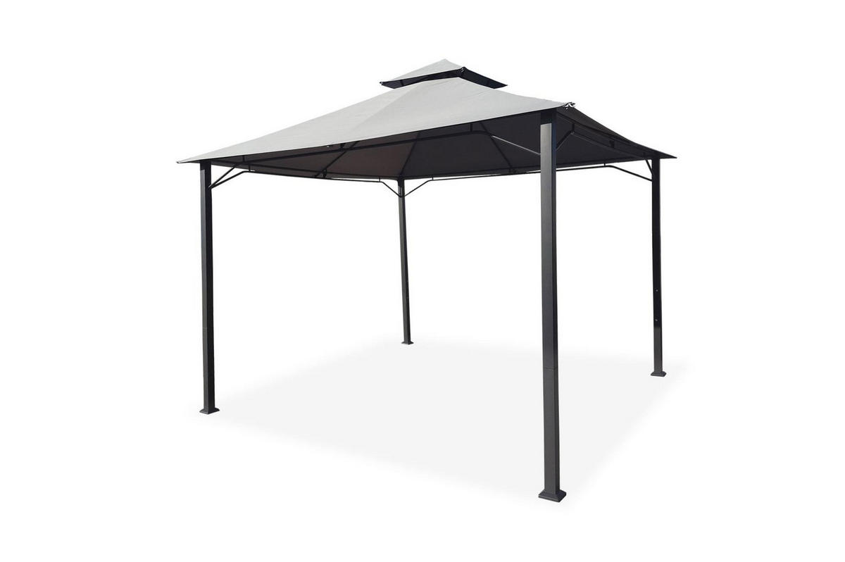 GARTENPAVILLON Sao Hellgrau 3m x 3m - Grau, Metall (300/278/300cm) - Cazeboo