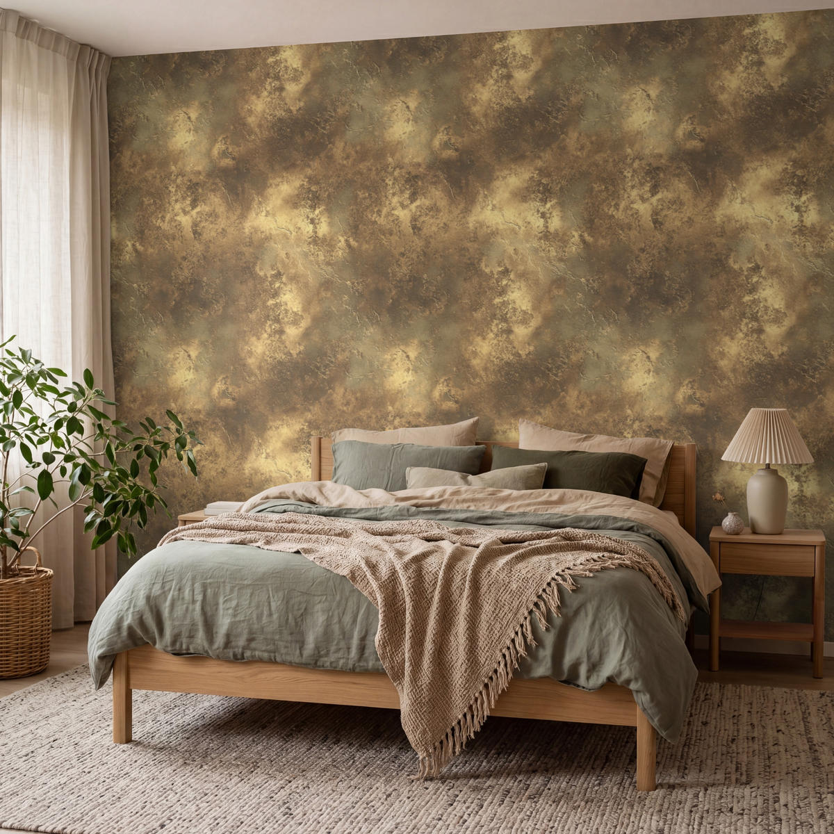 TAPETE - Antik - Metallic-Look - Gold - 300x220 cm - Messingfarben, Papier (300/220cm) - OnlyWow