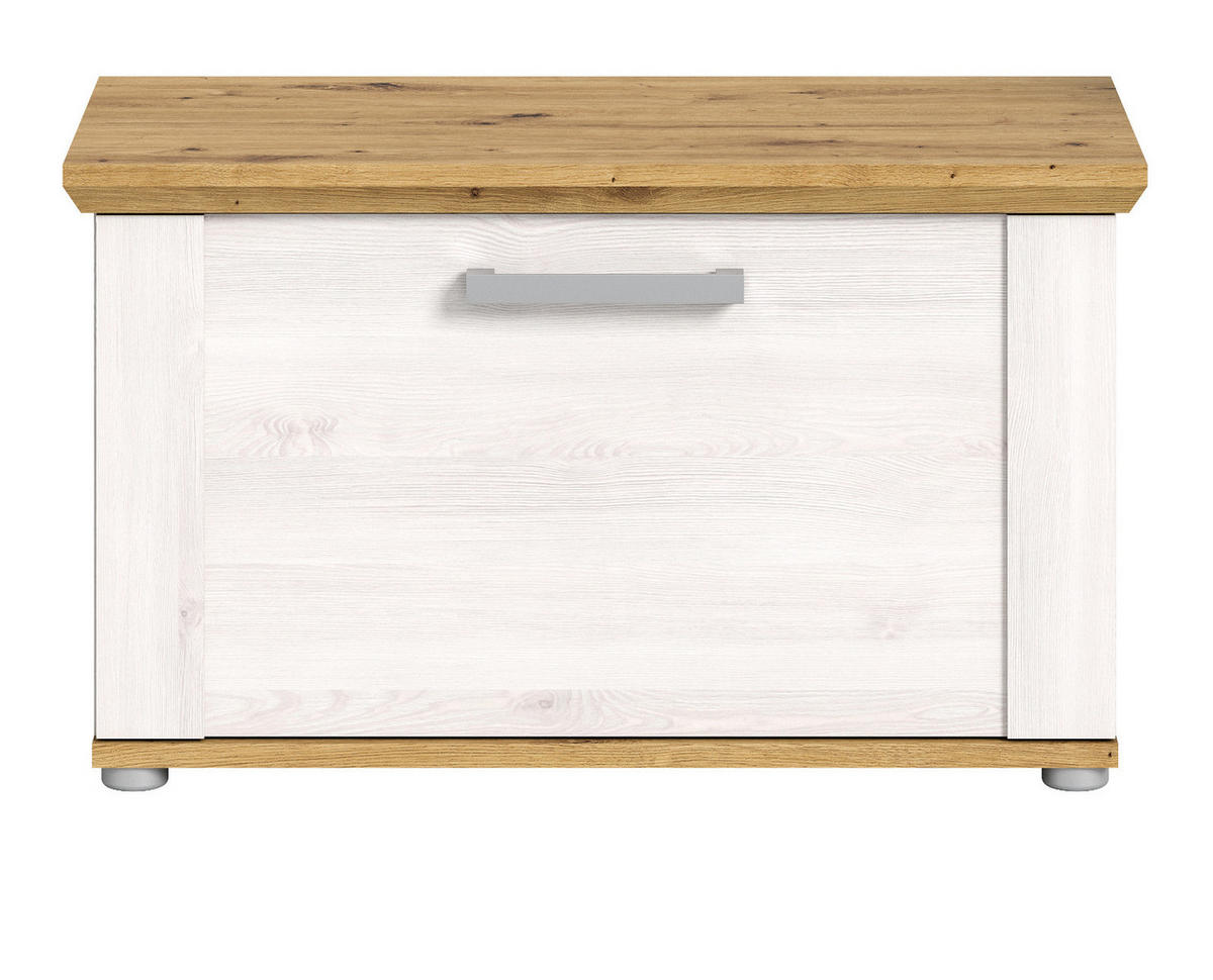 GARDEROBENBANK weiß Lärche 80 cm, Sitzbank im Landhaus-Stil - Silberfarben/Weiß, Holzwerkstoff/Kunststoff (80/47/39cm) - Inn.Furn