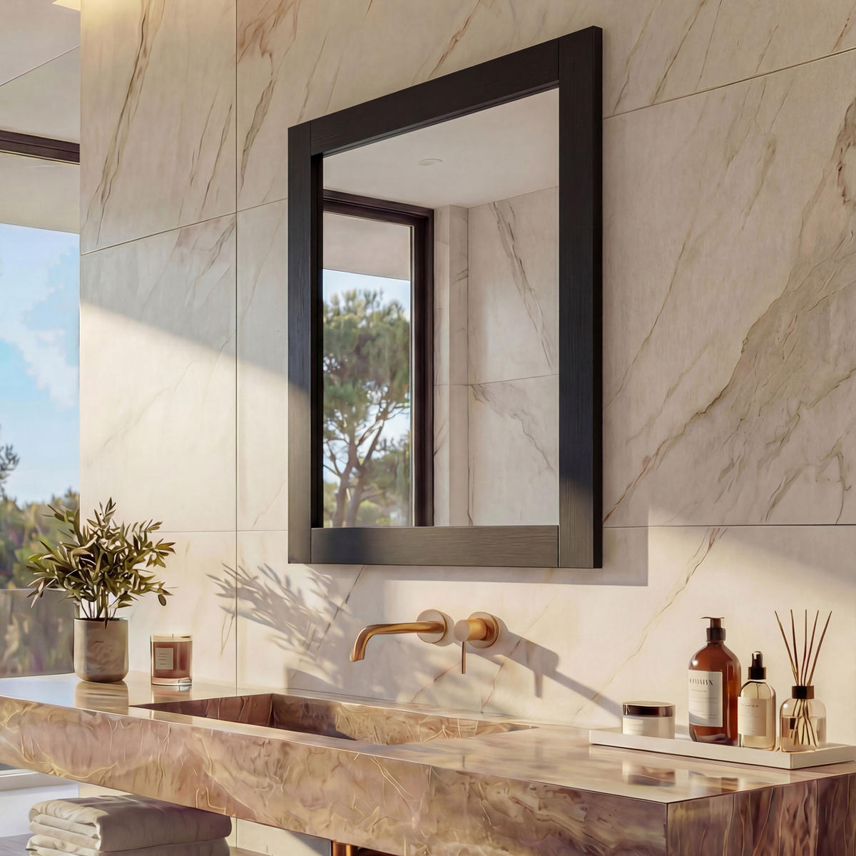 WANDSPIEGEL Schwarz - Schwarz, Holzwerkstoff (52/72/2cm) - MCW