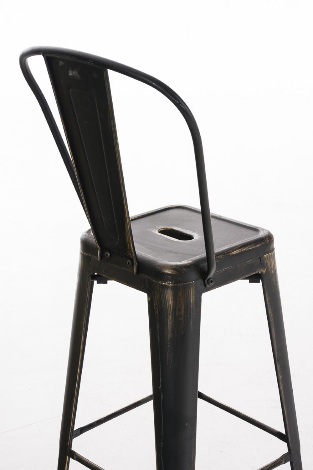 BARHOCKER Metall schwarz-gold - Eukalyptusholzfarben/Goldfarben, Metall (44/115/52cm) - CLP