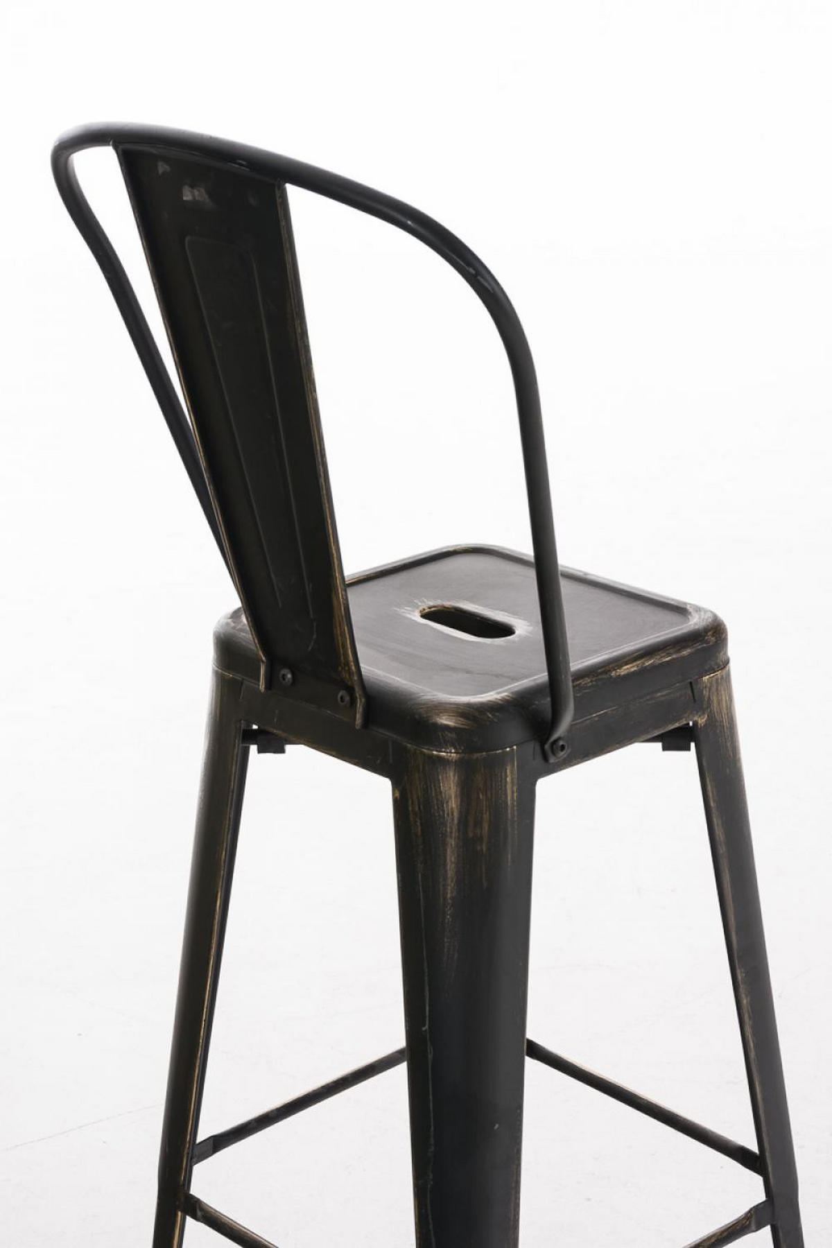 BARHOCKER Metall schwarz-gold - Eukalyptusholzfarben/Goldfarben, Metall (44/115/52cm) - CLP