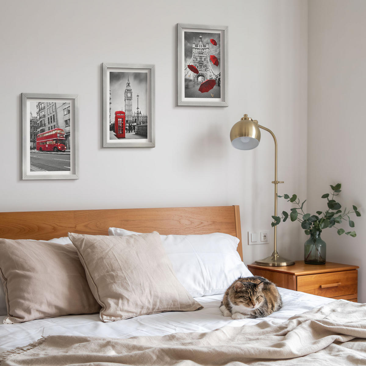 BILDER SET 3er Set - 20x30 cm Silberner Rahmen - Red Accents London - Silberfarben, Kunststoff (20/30cm) - TULUP