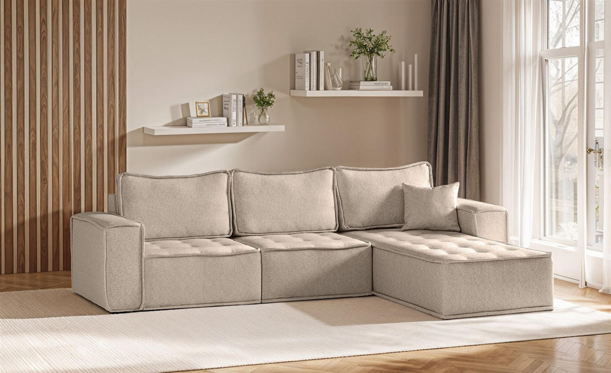 ECKSOFA Sande In Alpine - Hellbraun, Holzwerkstoff/Textil (292/192cm) - Fun Möbel