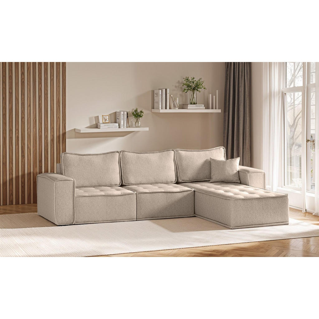 Thumbnail - Fun Möbel Ecksofa, Hellbraun, Textil, Ottomane rechts, 292x192 cm, Wohnzimmer, Sofas & Couches, Wohnlandschaften, Ecksof...
