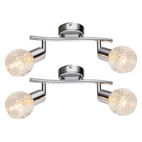 DECKENLEUCHTE Metall Glas Silber 2er Set - Silberfarben, Glas (25/8/19cm) - Globo Lighting