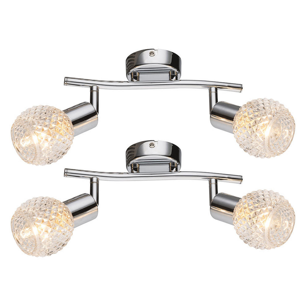 DECKENLEUCHTE Metall Glas Silber 2er Set - Silberfarben, Glas (25/8/19cm) - Globo Lighting