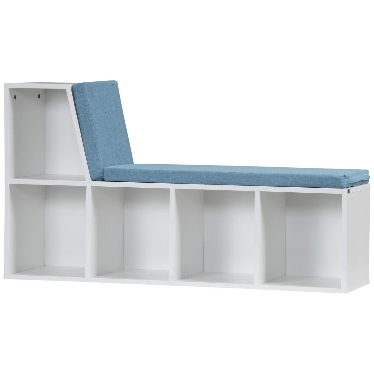 KINDERREGA DE-15538 108/30/60 cm, 5 Fächer, 2 Kissen Weiß/Blau - Blau, Holzwerkstoff (108/60/30cm) - ComfortXL