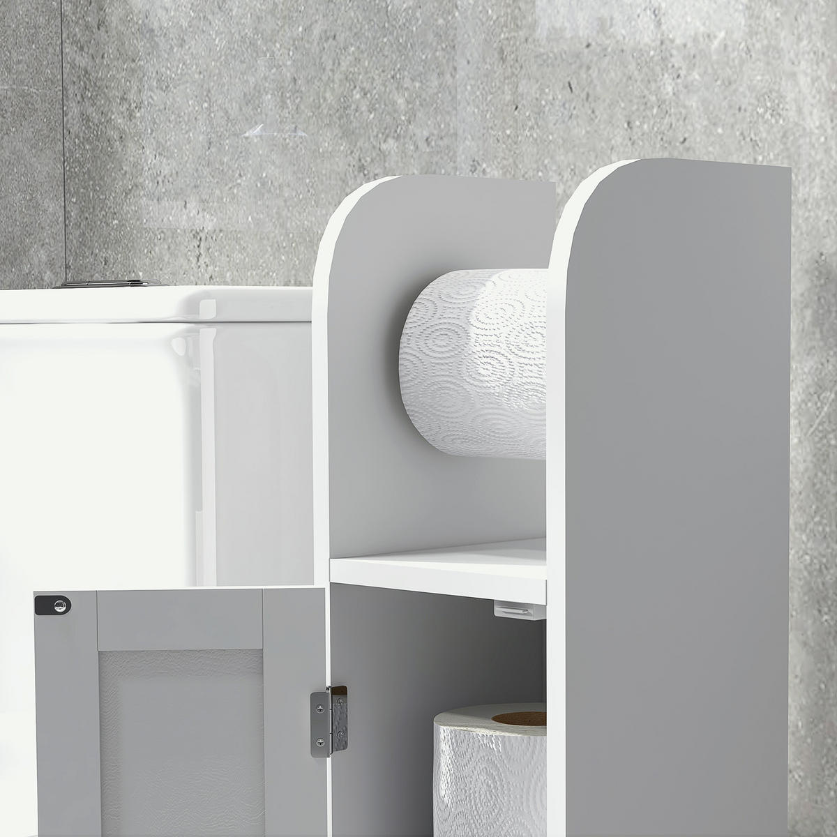 TOILETTENPAPIERHALTER DE-12471 mit schrank 20/20/80 cm Weiß - Weiß, Holzwerkstoff (20/80/20cm) - ComfortXL