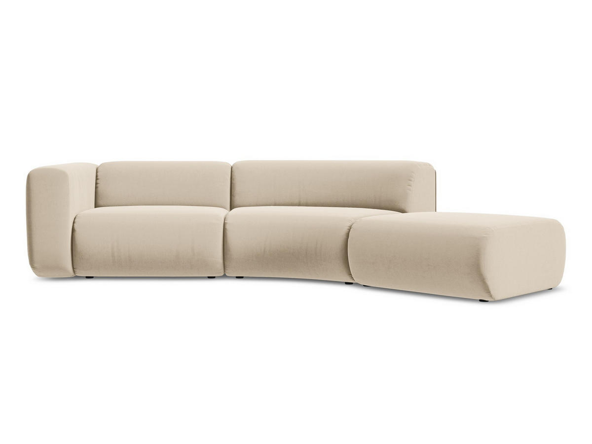 4-SITZER-SOFA Samt Stoff Beige - Beige/Creme, Kunststoff/Textil (335/70/166cm) - Makamii