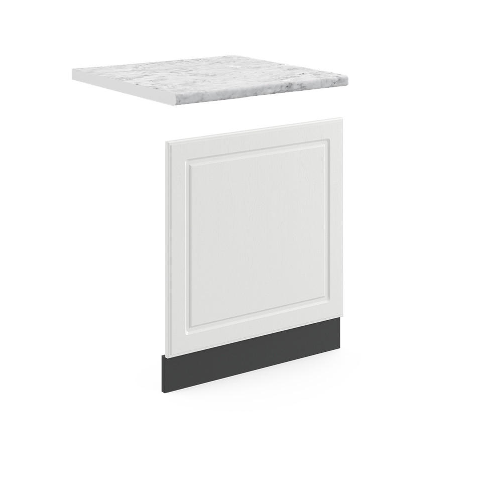 FRONTBLENDE R-Line Weiß Landhaus 60 cm, AP Marmor - Anthrazit/Weiß, Holzwerkstoff (60/57.2/1.6cm) - Vicco