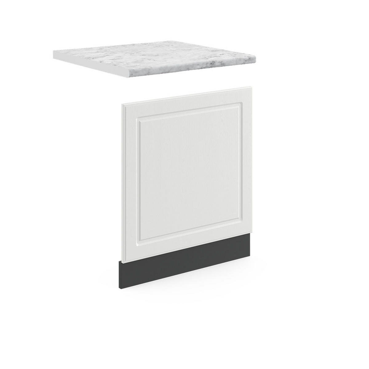 FRONTBLENDE R-Line Weiß Landhaus 60 cm, AP Marmor - Anthrazit/Weiß, Holzwerkstoff (60/57.2/1.6cm) - Vicco
