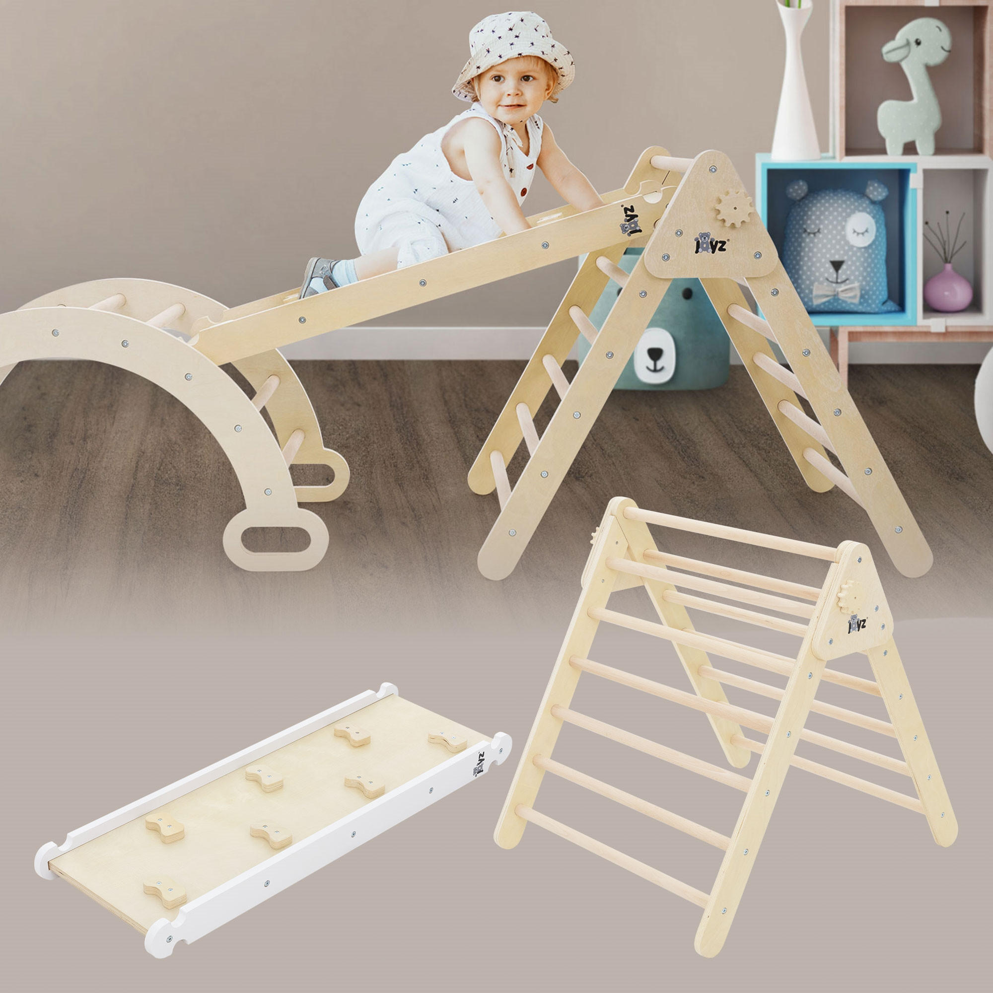 KLETTERBOGEN Set - Braun, Holz (72/60/94cm) - Joyz