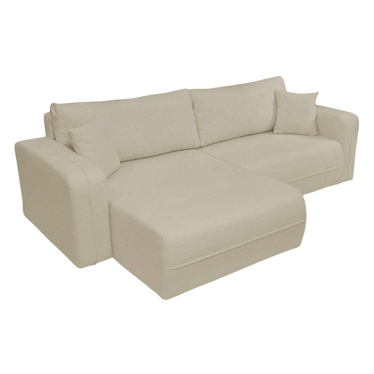 ECKSOFA Oreo L-Form Mit Bettkasten Und Schlaffunktion Quelle-Stoff Beige Links - Beige, Holz (143/247cm) - Kaiser Möbel