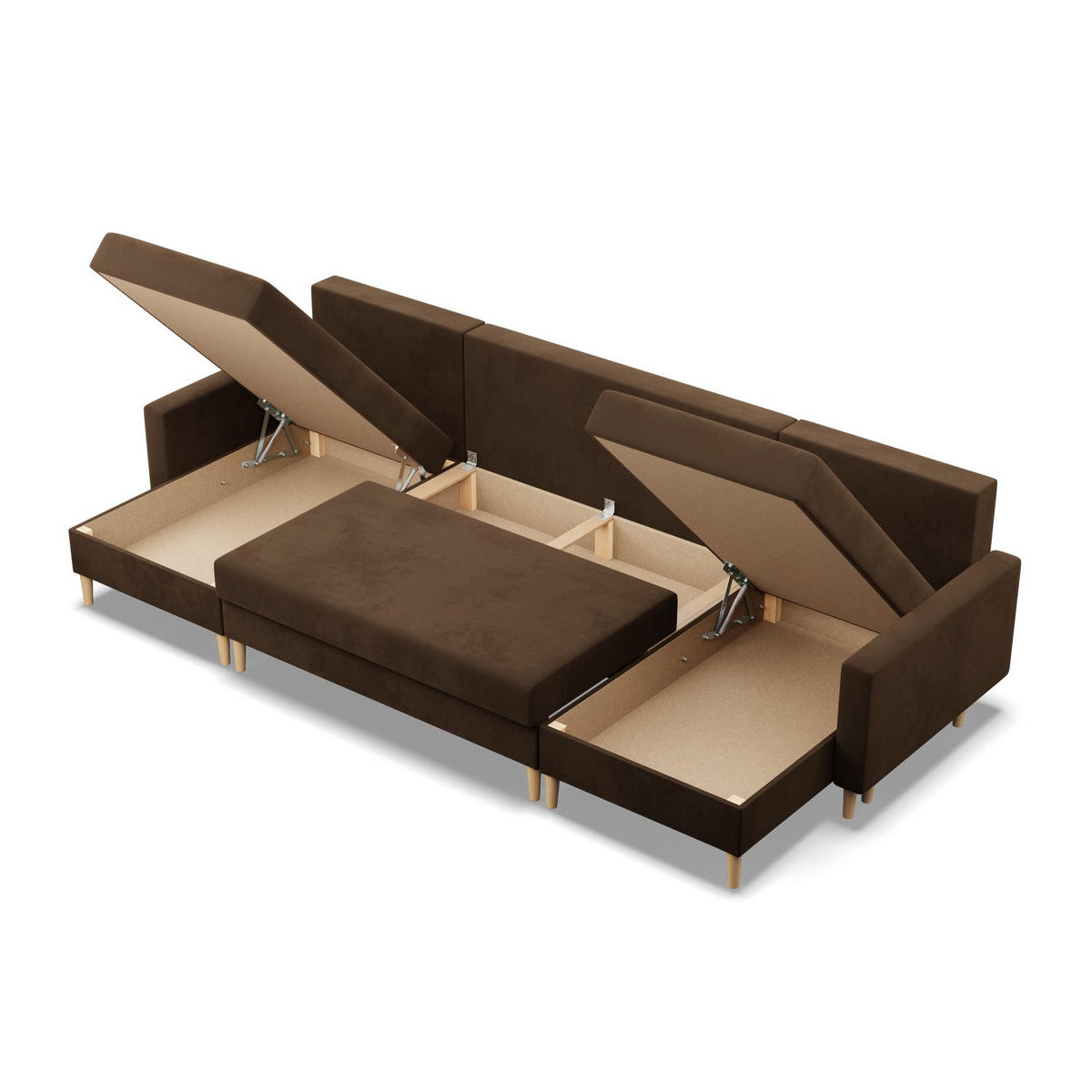 U-ECKSOFA MIT SCHLAFFUNKTION BLANK, Braun - Braun, Textil (294/92/140cm) - Mebligo