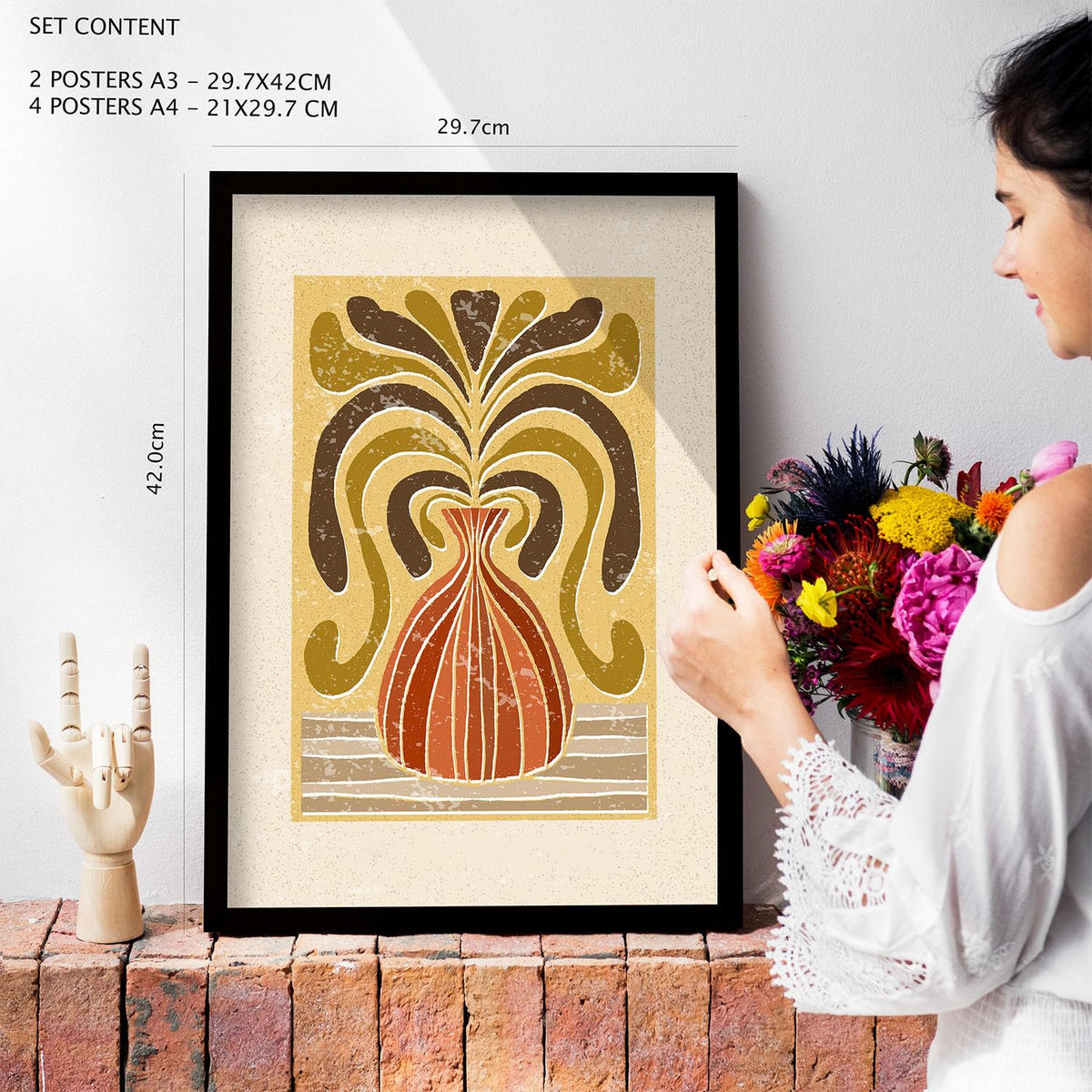 POSTER Set Mit 6 Drucken Von Stielen In Der Sammlung Ethnischer Style Drucke Dekorative Rahmen Für Ihr Zuhause Wandkunstdruck A3 & A4 Schwarzer Rahmen - Schwarz, Papier (29/3cm) - Nacnic