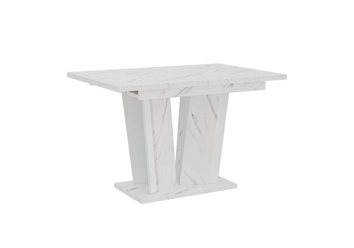 ESSTISCH Ausziehbar 120-160 cm Weiß Marmor-Optik - Weiß, Holzwerkstoff (160/80/75cm) - Home Collective