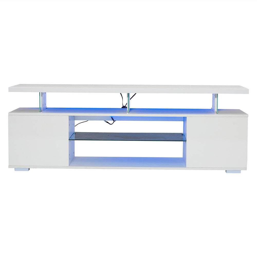 TV-STÄNDER mit LED-Beleuchtung in Reinweiß - Weiß, Holz (40/53/150cm) - KOMHTOM