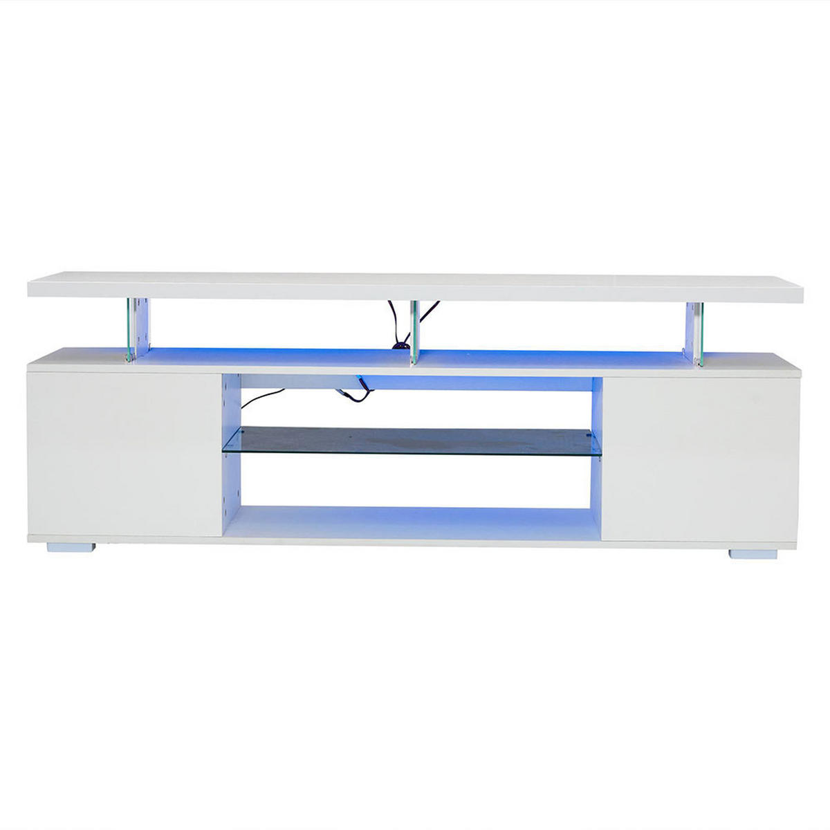 TV-STÄNDER mit LED-Beleuchtung in Reinweiß - Weiß, Holz (40/53/150cm) - KOMHTOM