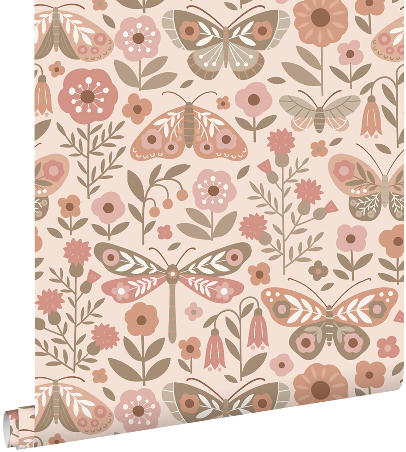 TAPETE Blumen & Schmetterlinge 50 x 900 cm - Pink, Papier (50/0.1cm) - ESTAhome