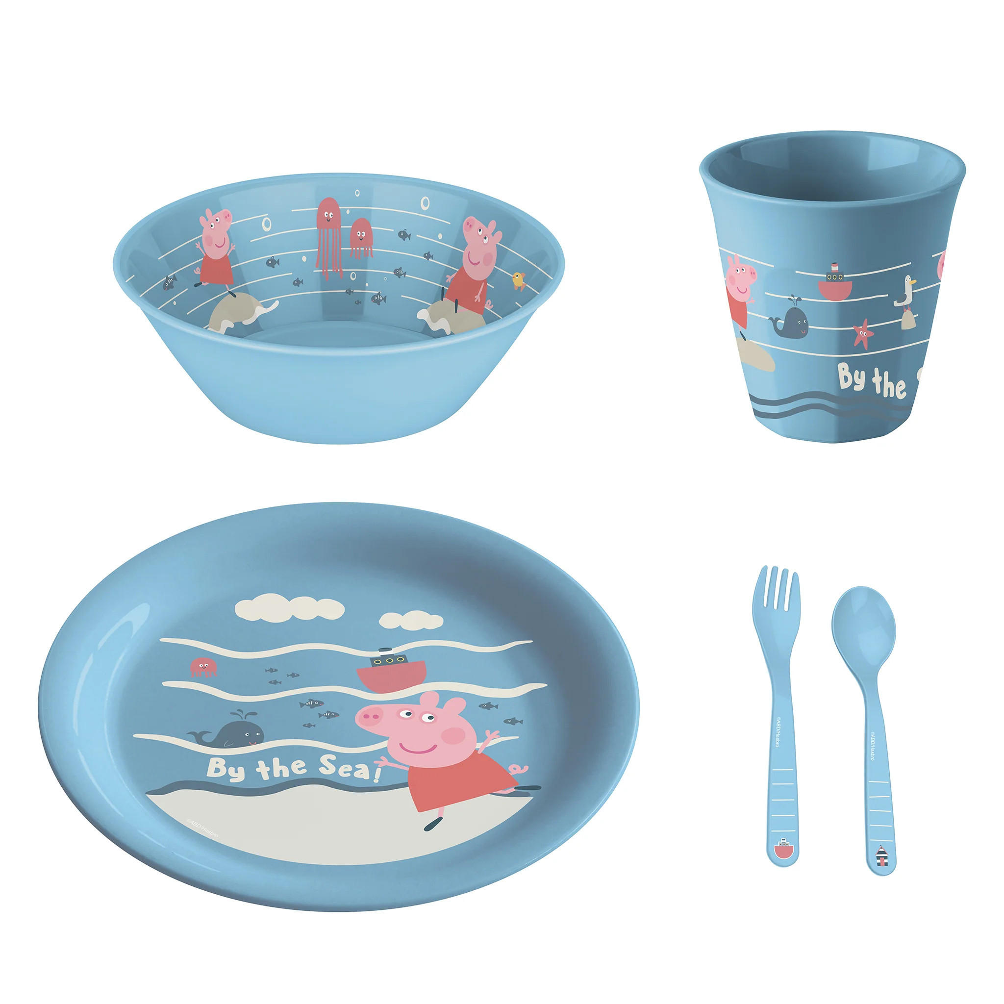 KINDERGESCHIRR-SET Peppa Pig 4-teilig - Blau, Kunststoff (1/1/1cm)