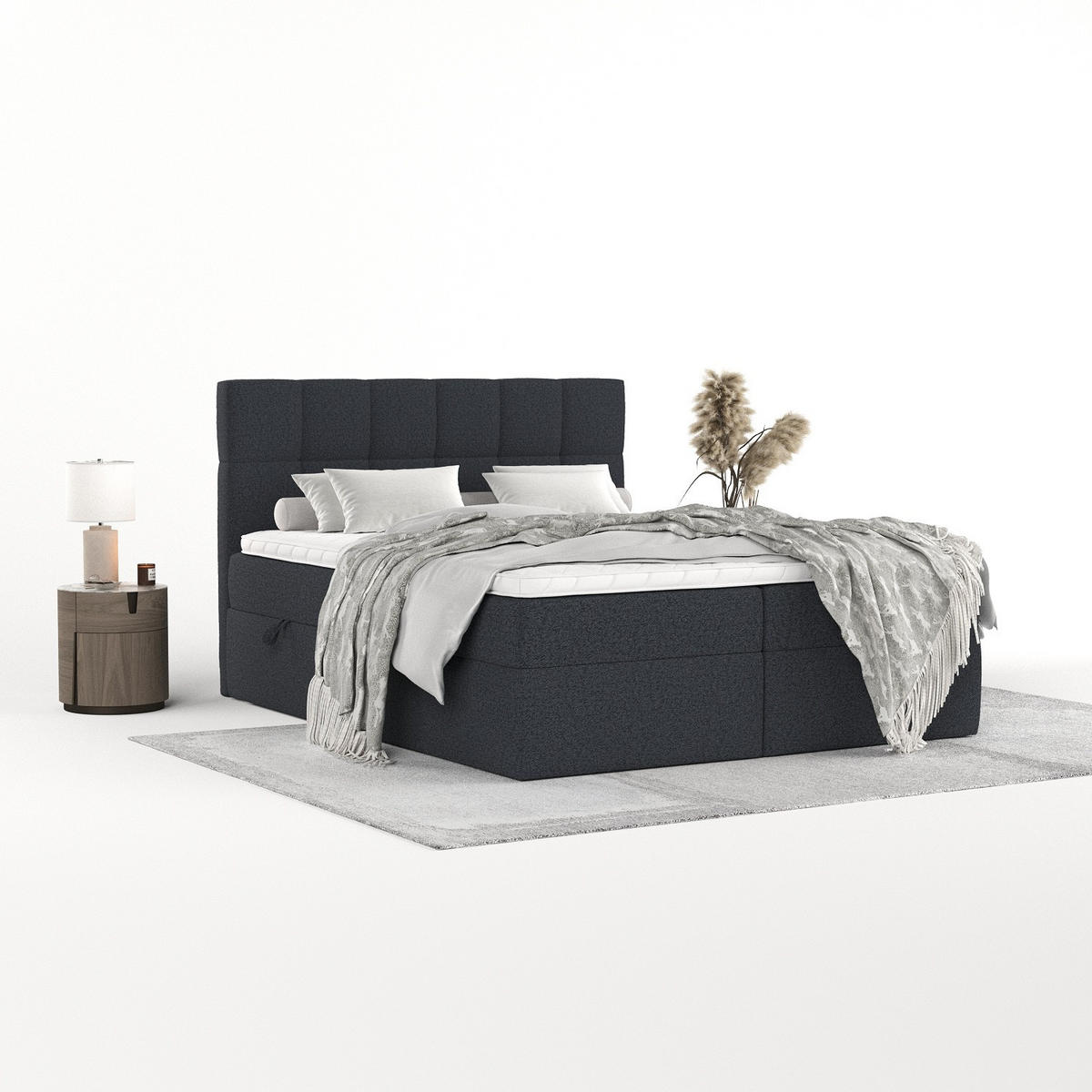 POSTEL BOXSPRING VARENO 200/200 Antracitová - černá/antracitová, kov/dřevo (200/200cm) - AltaBeds