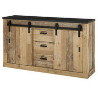 SIDEBOARD Used Wood hell, anthrazit 162 cm, Kommode mit Soft-Close - Anthrazit/Schwarz, Holzwerkstoff/Metall (162/91/43cm) - Furn.Design