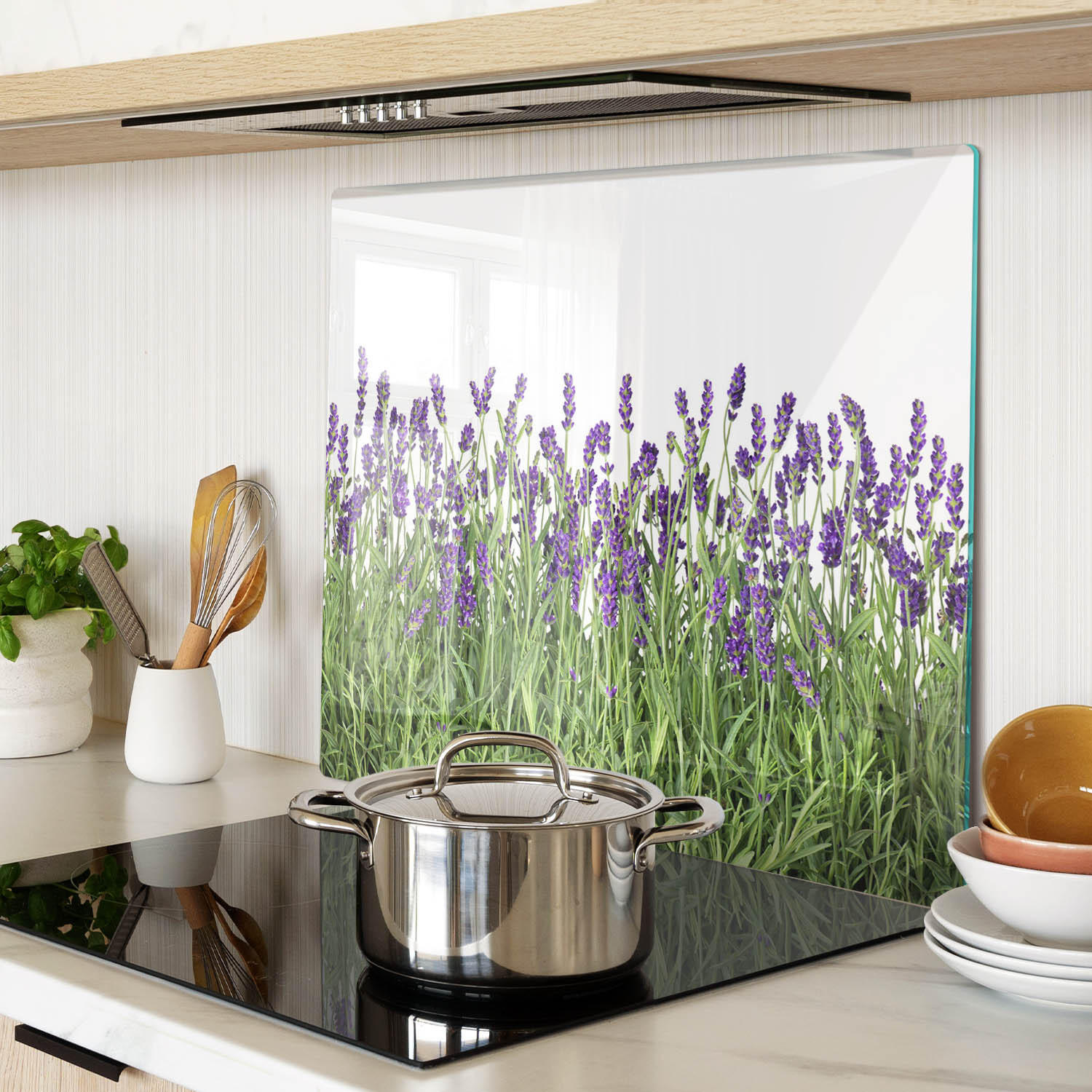GLASPLATTE 60x52 cm Lavendelblüten - Lila, Glas (60/0.4/52cm) - TULUP