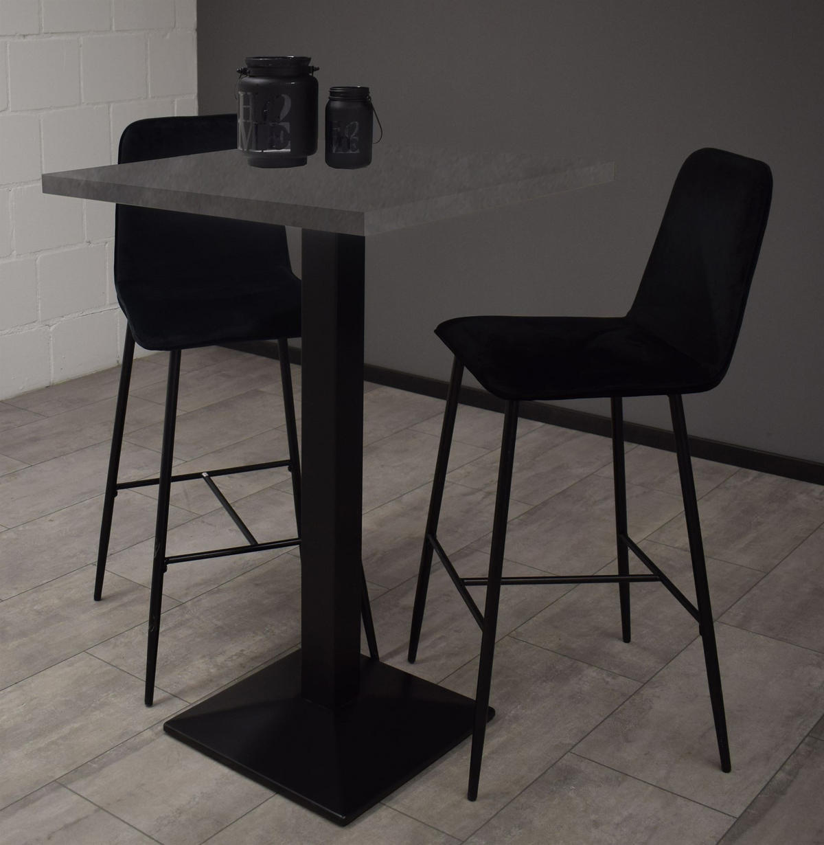 TRESENTISCH Elene 70x70x106 schwarz matt/graphit - Graphitfarben, Metall (70/70/106cm) - 58aufmkessel