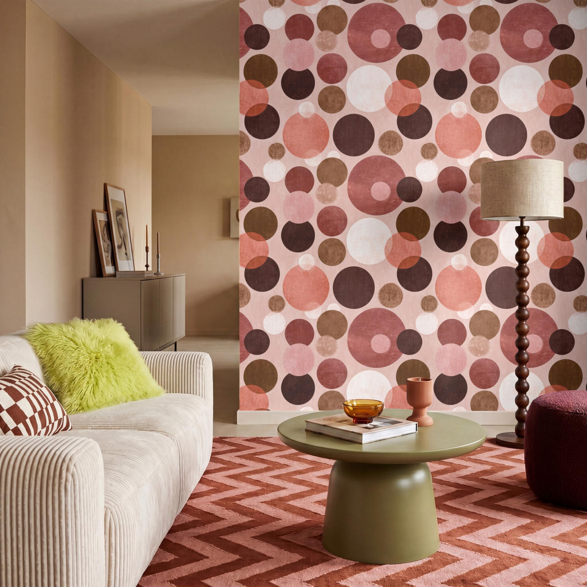 TAPETE - Kreise - Modern - Farbenfroh - 160x200 cm - Multicolor, Papier (160/200cm) - OnlyWow