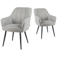 ESSZIMMERSTUHL Mika-Pia - Hellgrau/Schwarz, Textil/Metall (60/87/65cm) - DUBI Möbel