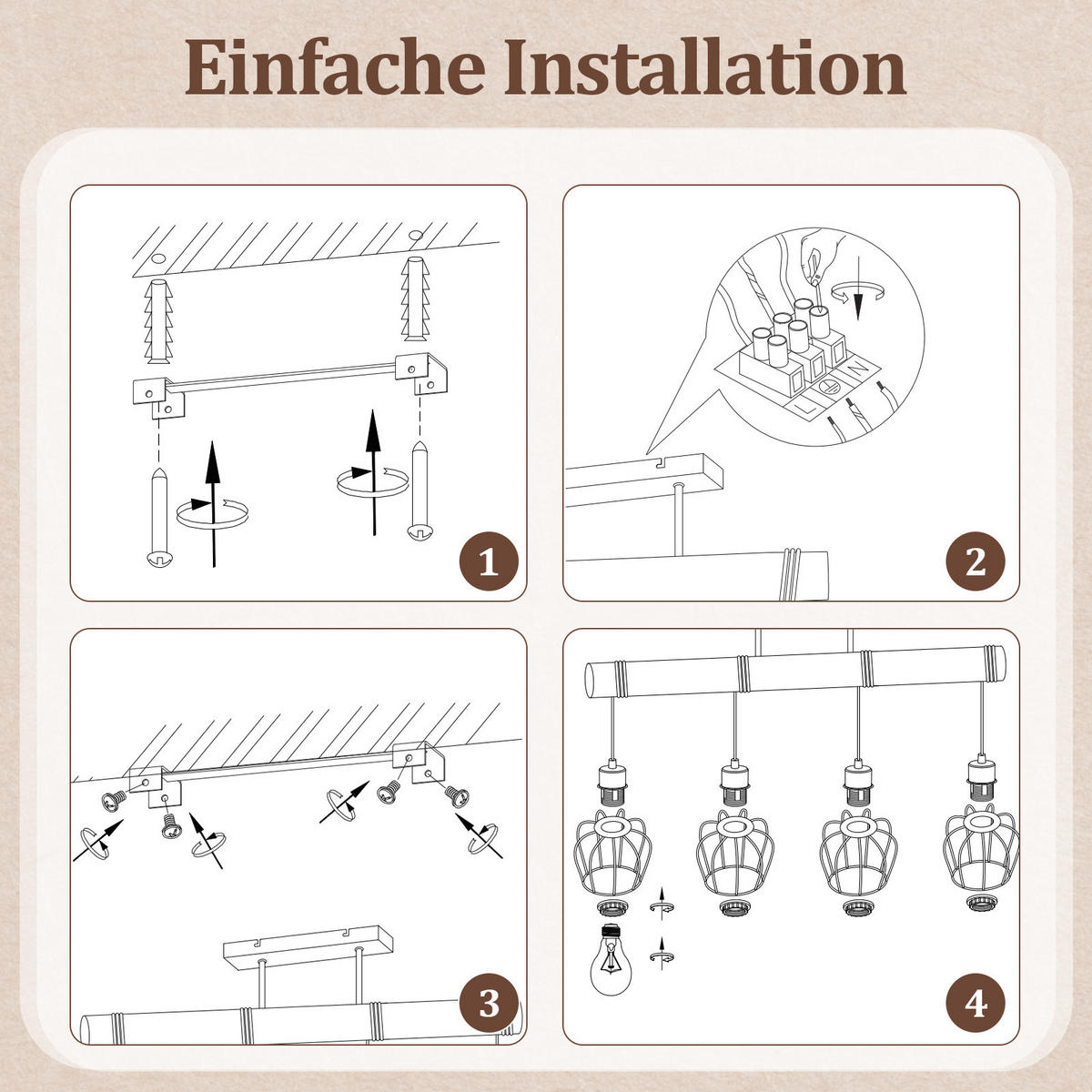 DECKENLEUCHTE Belenor 80/13/48 cm - Schwarz, Holz/Metall (80/13/48cm) - ZMH