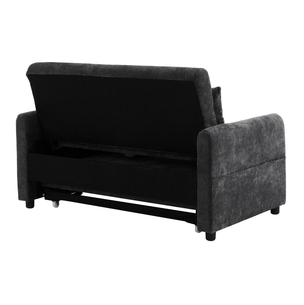 SCHLAFSOFA aus Chenille 129x76x81 cm Grau ausziehbar mit USB-Anschluss, verstellbarer Rückenlehne und Seitentaschen - Grau, Textil (76/81/129cm) - Modfu