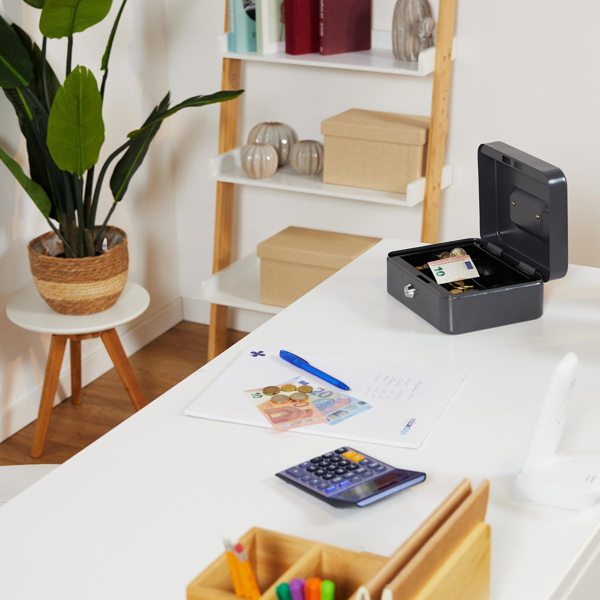 POKLADNA - šedá, kov/plast (20/8.5/17cm) - Relaxdays