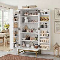 KÜCHENSCHRANK 60x40x130 cm, 2 verstellbare Einlegeböden, Türfächer, Weiß/Gold - Weiß, Holzwerkstoff (60/130/40cm) - FOHERE