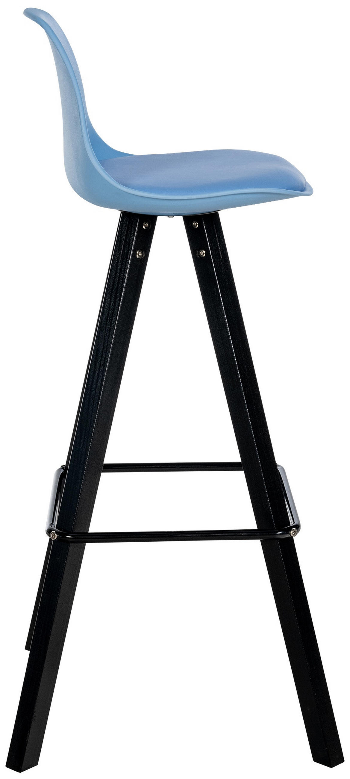 BARHOCKER PALMA Blau Kunstleder Schwarz - Blau, Leder/Holz (38/99/44cm) - DELUKE