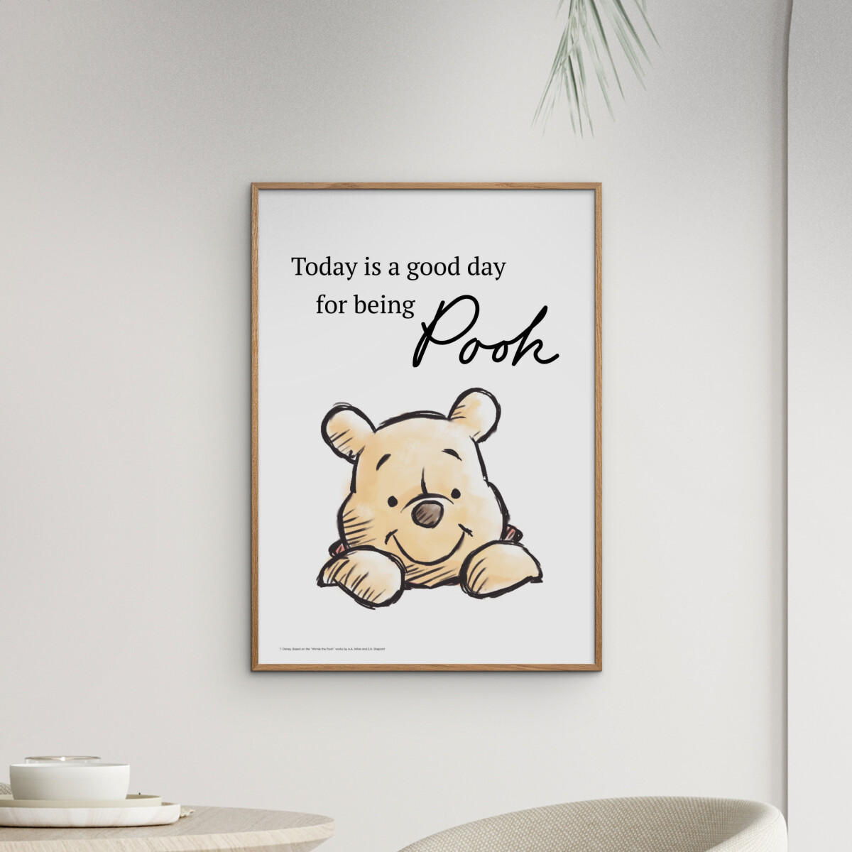 POSTER mit Rahmen Disney - Just Being Winnie the Pooh Today - Eichefarben/Gelb, Holz/Papier (70/100cm) - Poster&Frame