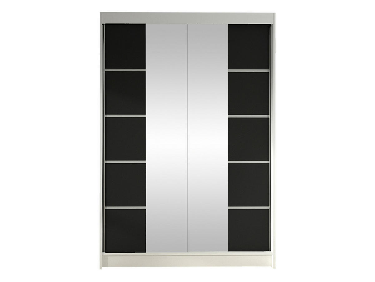 SCHWEBETÜRENSCHRANK Lino V - Schwarz/Weiß, Holzwerkstoff/Metall (120/200/58cm) - MIRJAN24