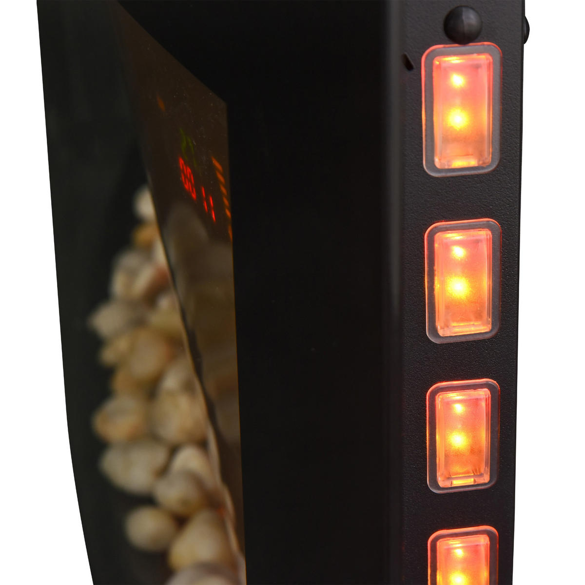 ELEKTROKAMIN Kaminofen Kamin Wandkamin mit Fernbedienung 2 Maße LED Licht - Schwarz, Metall (13.5/48/89.2cm) - HOMCOM