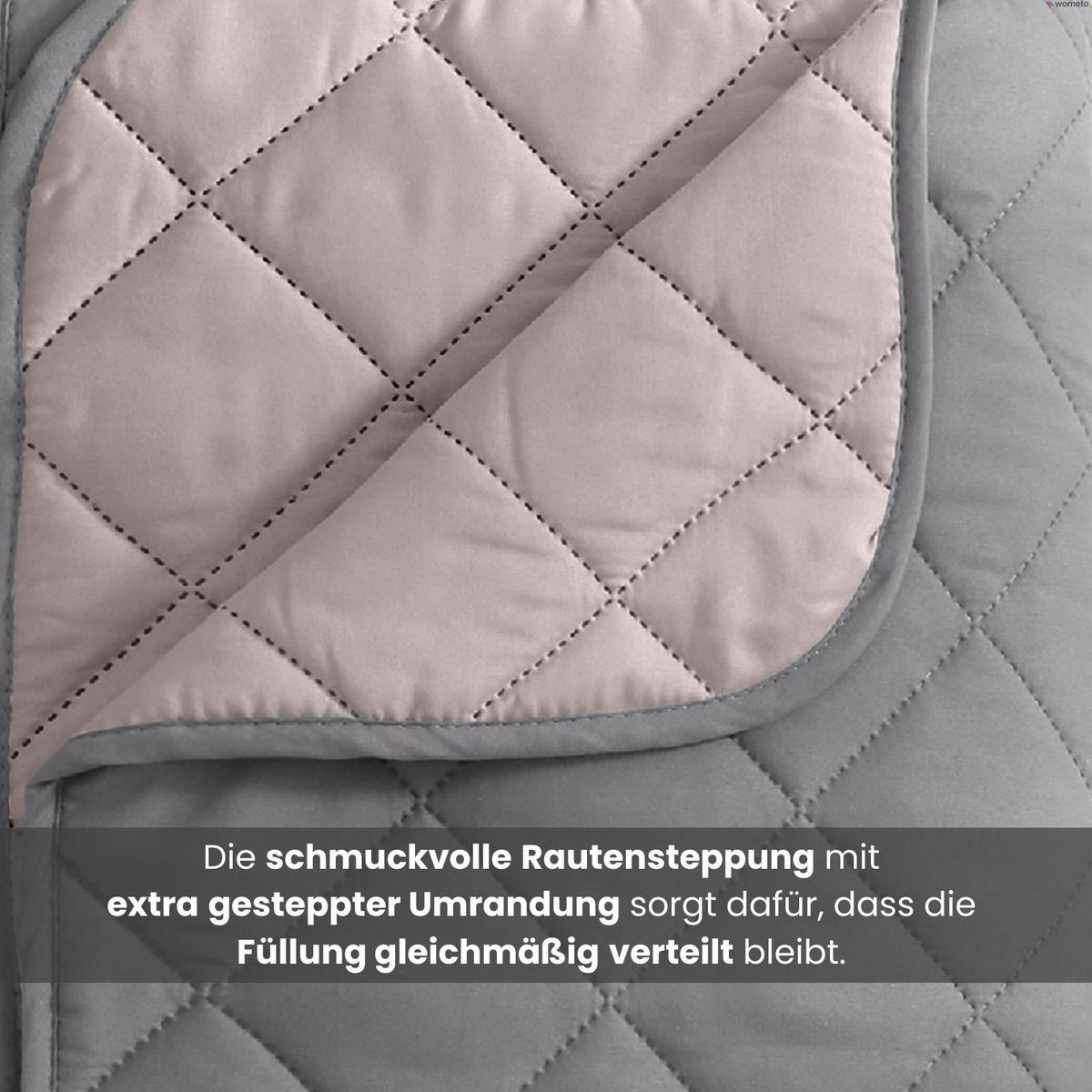 SOMMERBETT Camping grau 200/200 cm Steppbett im Wende-Design Duo-Color - Grau, Textil (200/200cm) - wometo