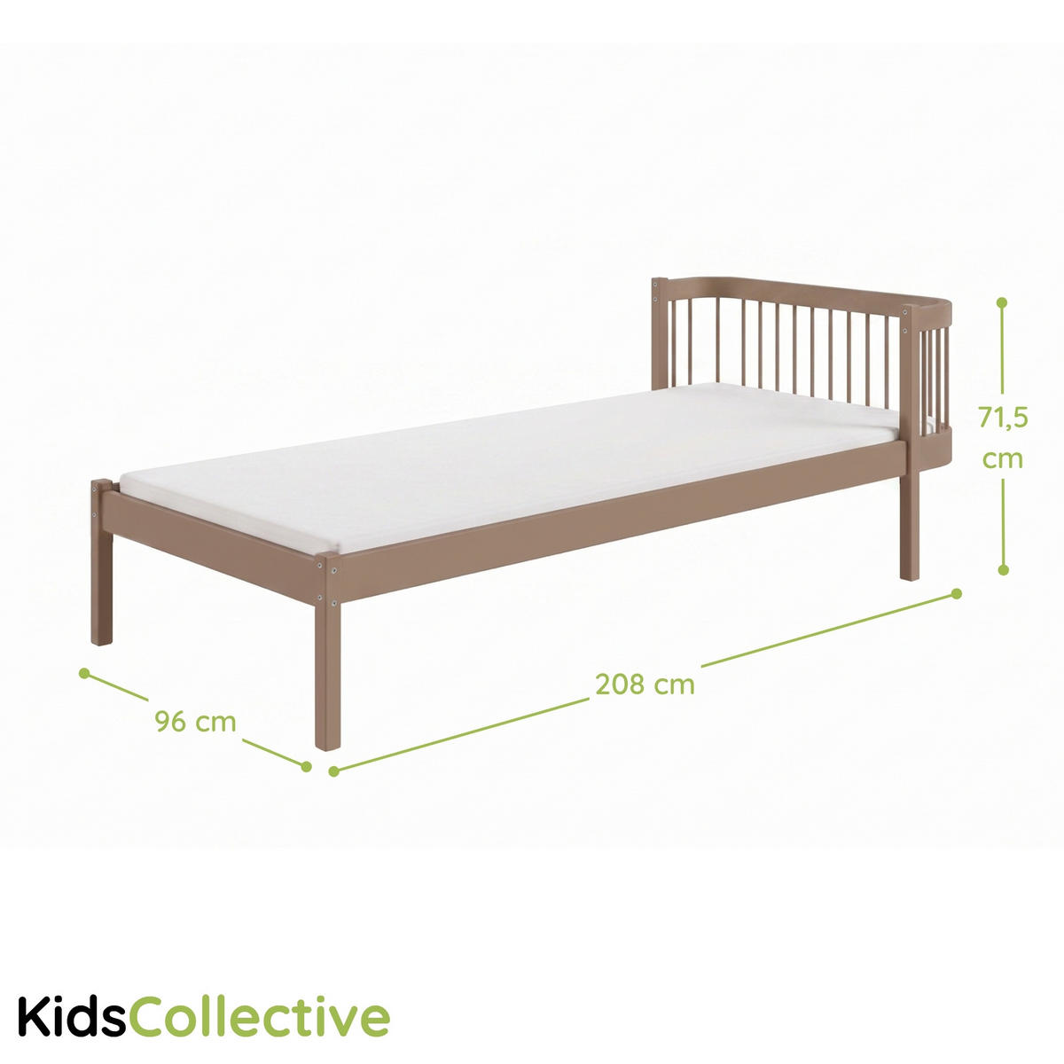 KINDERBETT 90x200 cm in Milchschokolade - Hellbraun, Holz (90/200cm) - Kids Collective