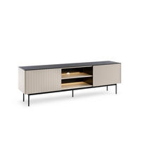 TV-LOWBOARD DIJON RTV180 180 cm (Kaschmir, Antisol-Glasplatte, LED) - Kaschmir/Schwarz, Glas/Holz (180/57/39cm) - Ravio
