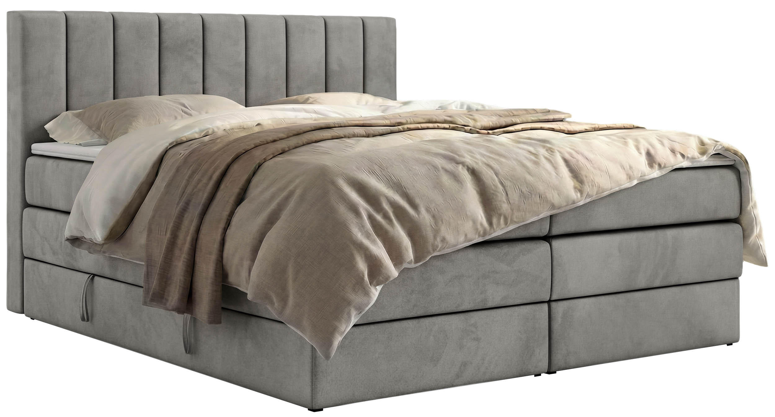 BOXSPRINGBETT ALVER KING 160/200 - Hellgrau Velvet - H4 - Hellgrau, Textil (160/200cm) - MKS