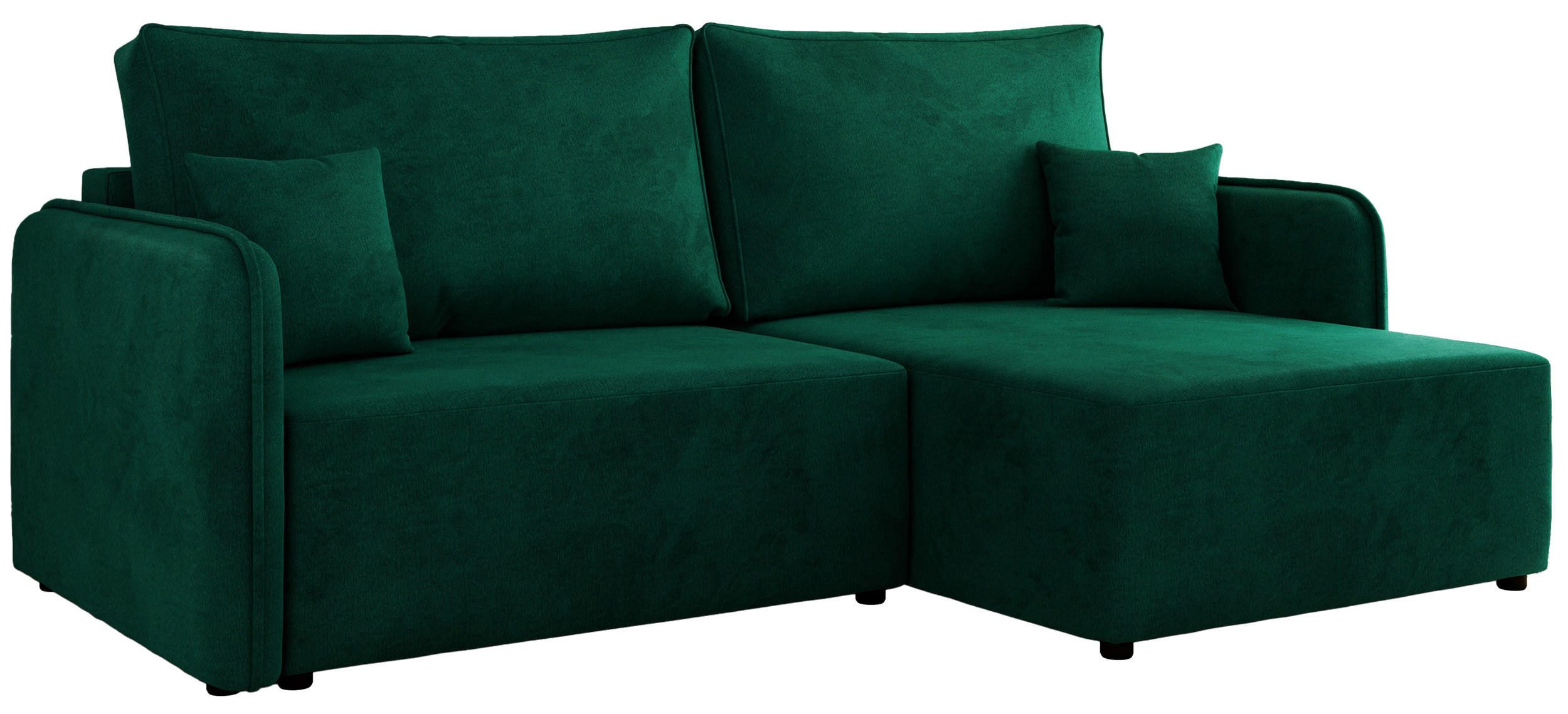ECKSCHLAFSOFA MESTO L Dunkelgrün Velvet - rechts - Dunkelgrün/Schwarz, Kunststoff/Textil (147/227cm) - MKS