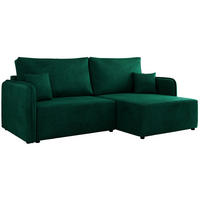 ECKSCHLAFSOFA MESTO L Dunkelgrün Velvet - rechts - Dunkelgrün/Schwarz, Kunststoff/Textil (147/227cm) - MKS