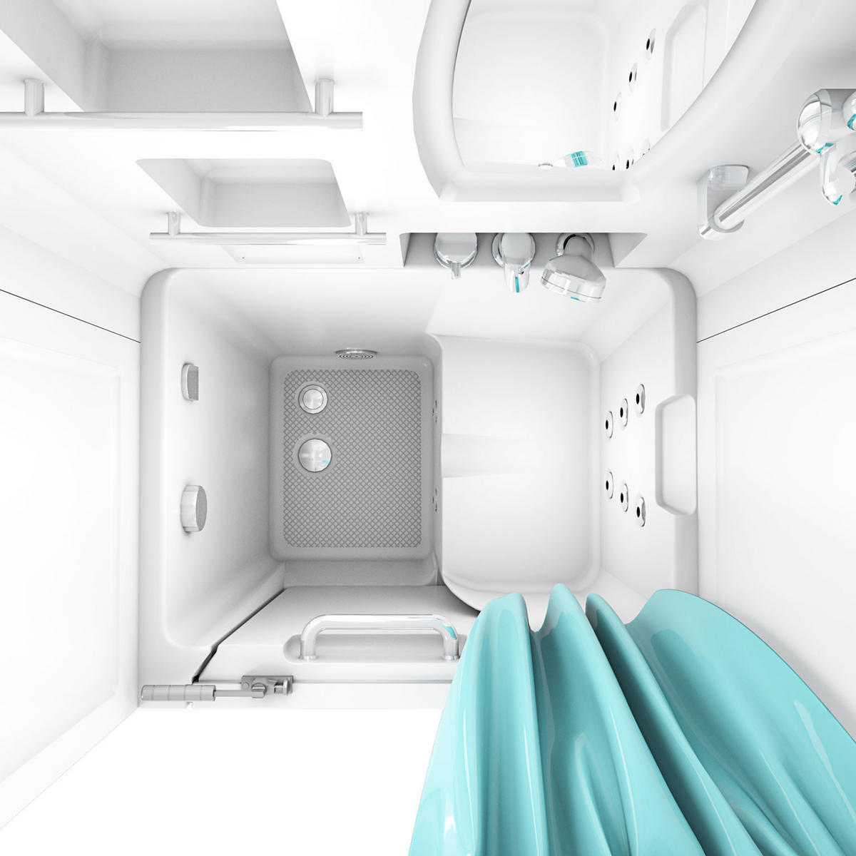 DUSCHE Whirlpool mit Tür S02D-WP-C-R - Weiß, Glas/Kunststoff (100/78/205cm) - AcquaVapore by Sandra Jentho