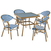 SET MOBILIER DE GRĂDINĂ cu 4 locuri albastru/alb polyrattan Caspri - maro/albastru, material plastic - Beliani