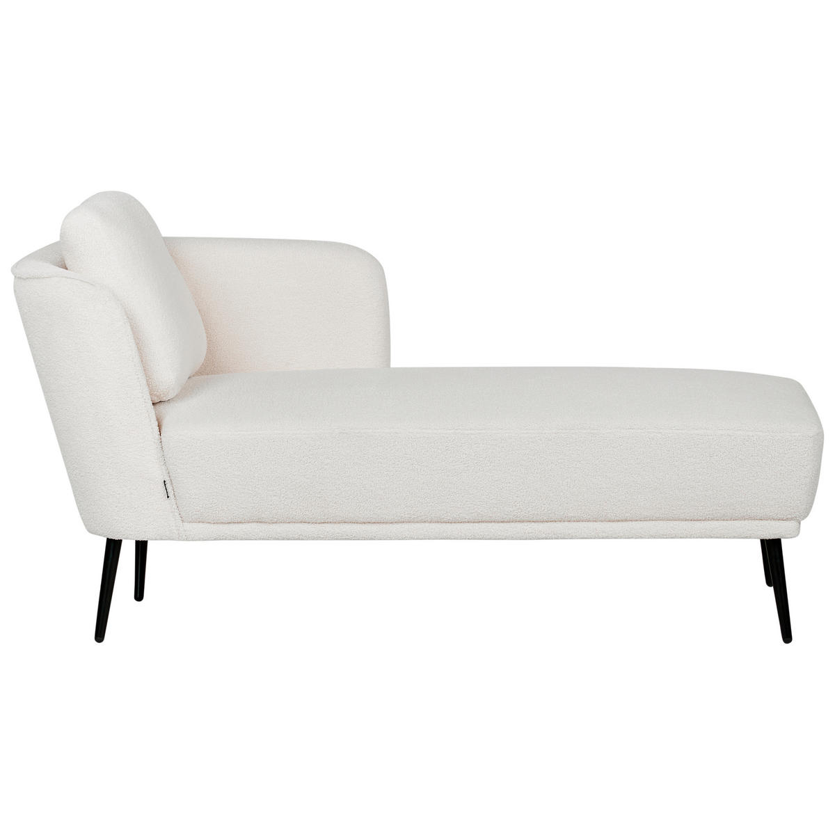 ČALOUNĚNÉ LEHÁTKO CHAISE LONGUE LEVOSTRANNÉ Bouclé Krémově bílé Artheze - bílá/černá, textil (148/70/64cm) - Beliani